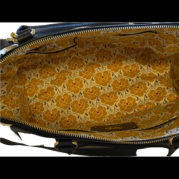 EMMA FOX Navy White Leather Zip Top Shoulder And Elbow Straps Satchel Bag - Picture 4 of 12